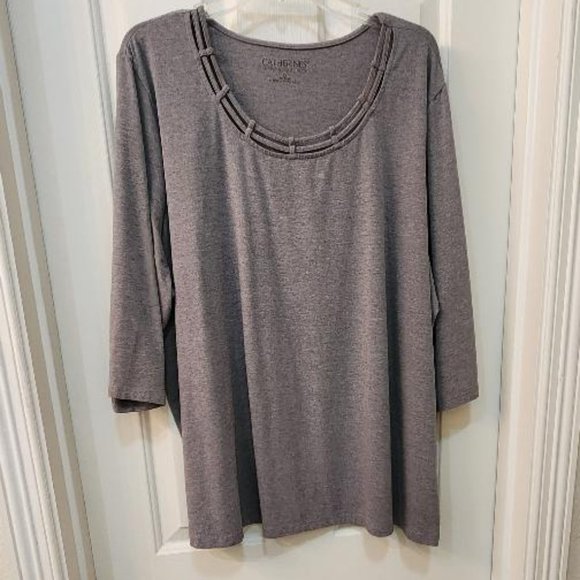 Catherines Tops - Gray 3/4 Length Sleeve Shirt